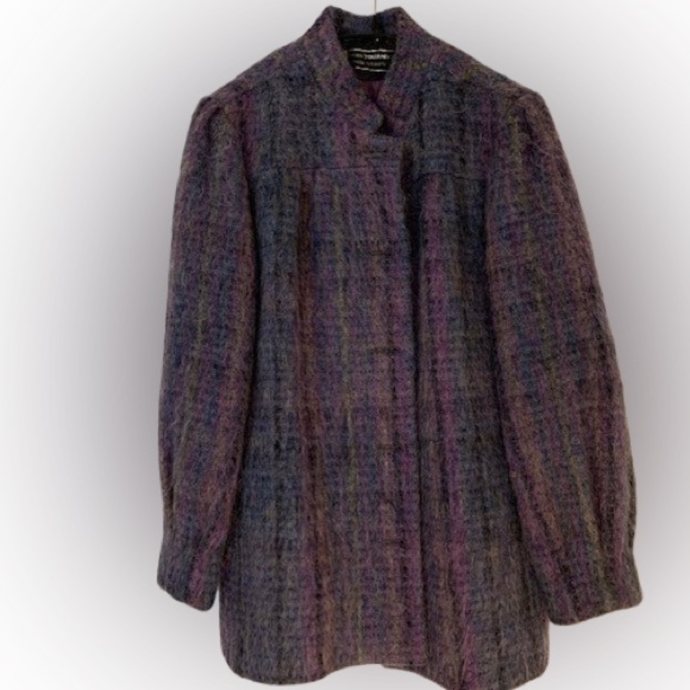 Vintage Jules Tournier Coat Jacket Women's Sz10 Purple Mohair Made in France 70s